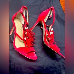 Ann Taylor red sexy tassel and pearl sandal. Size 7.
